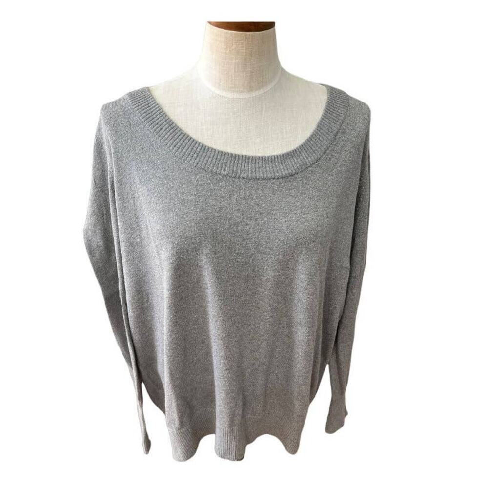 Lane Bryant Scoop Neck Sweater Metallic Silver Plus Size 22